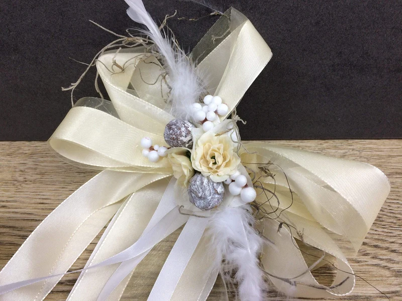 Brautauto Schmuck Schleifen 2er Set – Seidenblumen Hochzeit