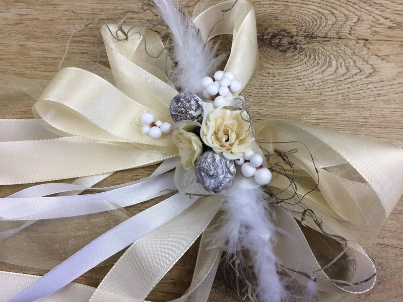 Brautauto Schmuck Schleifen 2er Set – Seidenblumen Hochzeit