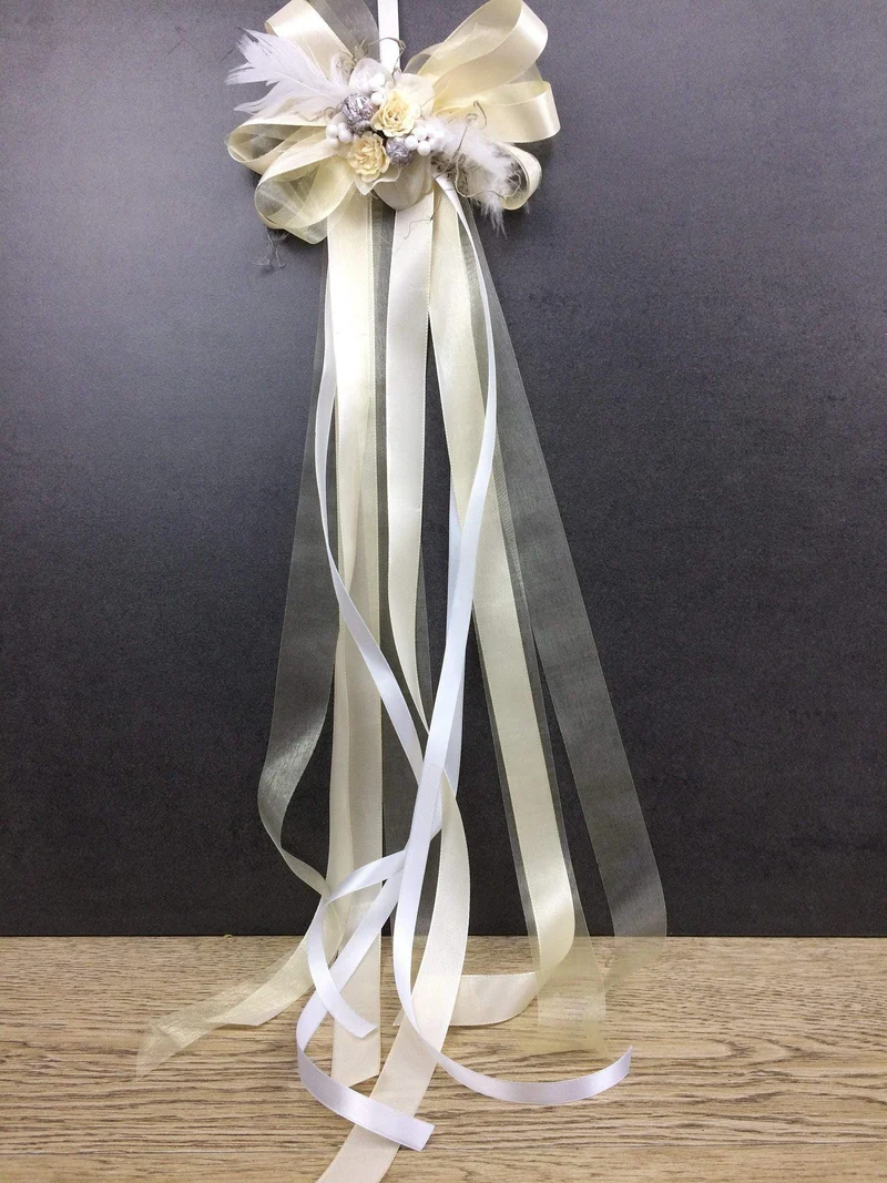 Brautauto Schmuck Schleifen 2er Set – Seidenblumen Hochzeit