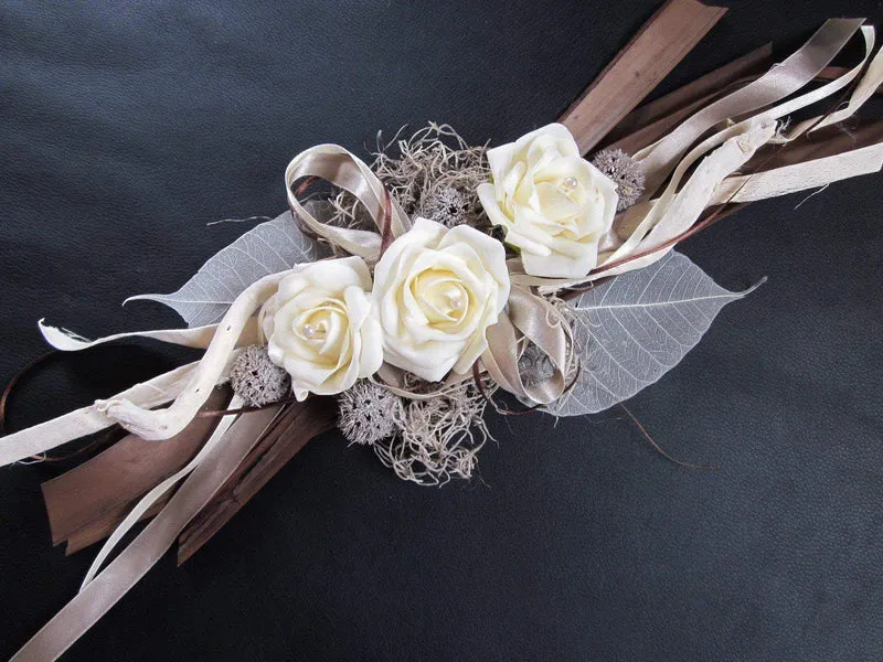 Tischgesteck Isolde lang – Seidenblumen Tischdeko Hochzeit Wunschfarbe