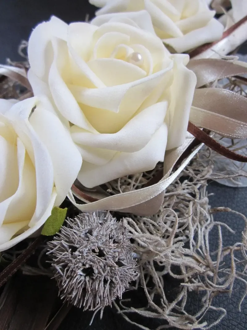 Tischgesteck Isolde lang – Seidenblumen Tischdeko Hochzeit Wunschfarbe