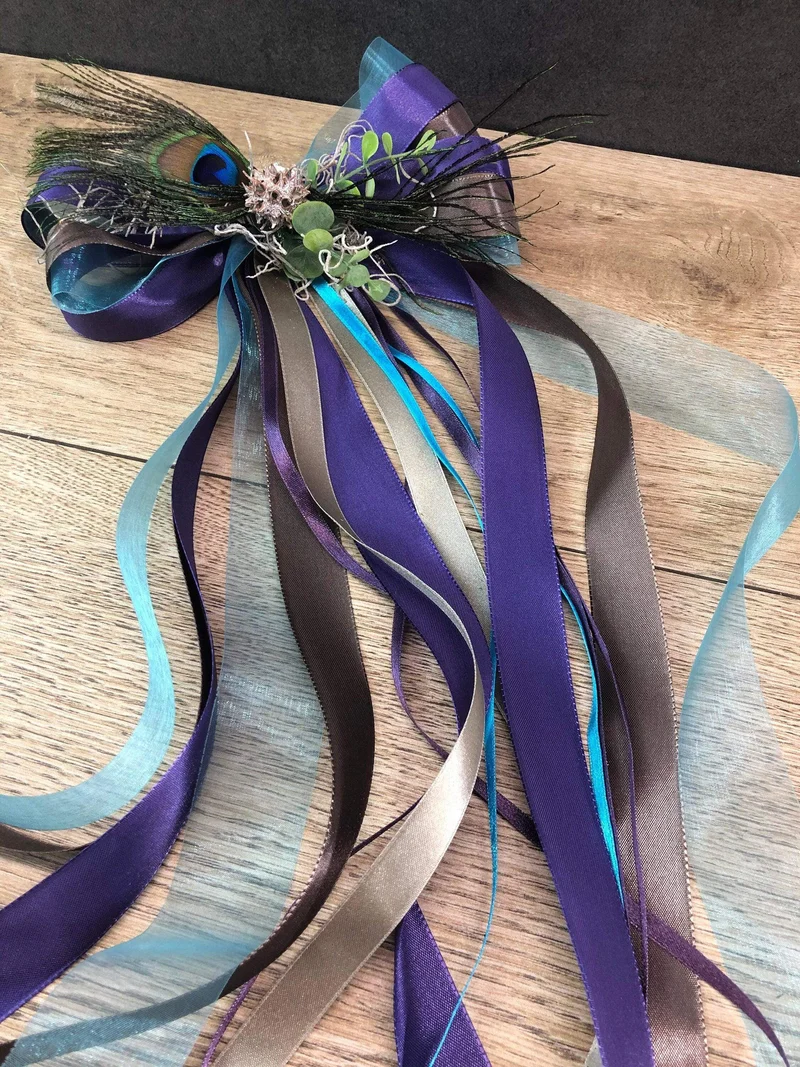 Autoschleifen 2er Set handgefertigt – Seidenblumen Hochzeit Deko