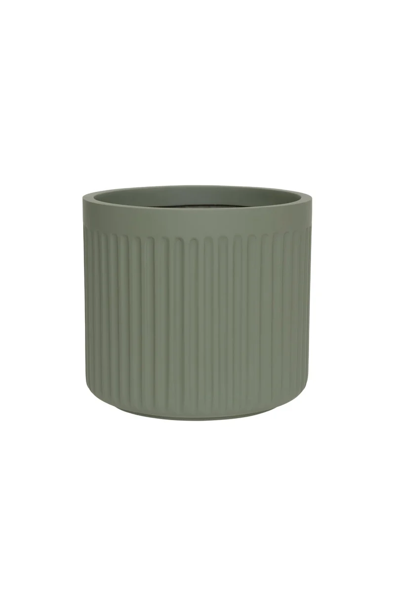 Blumentopf Turris Low Salbeigrün aus Fiberglas
