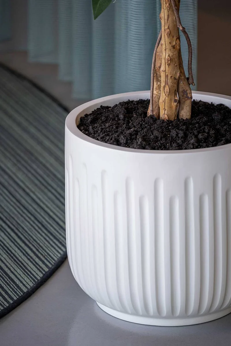 Blumentopf Arcus Seidenweiß aus Fiberglas