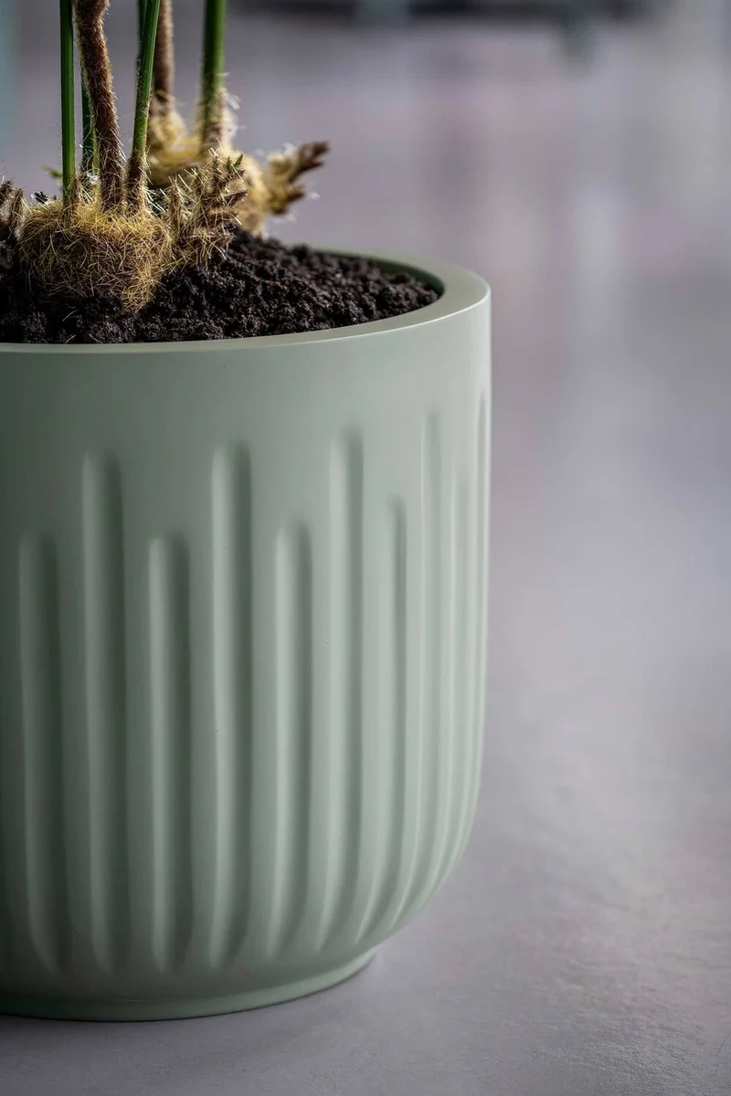 Blumentopf Arcus Salbeigrün aus Fiberglas
