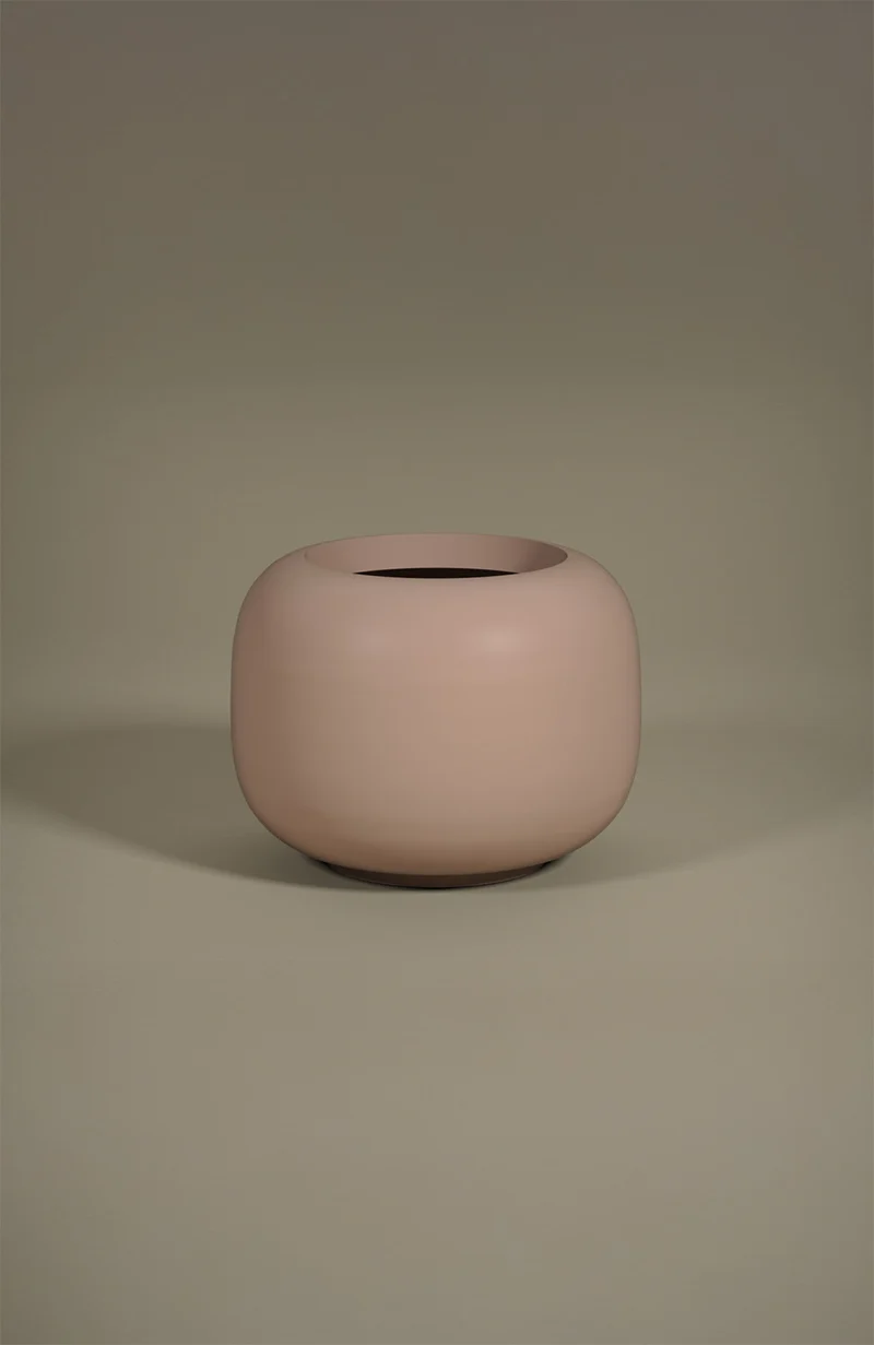 Blumentopf Sphere Low Puderrosa aus Fiberglas