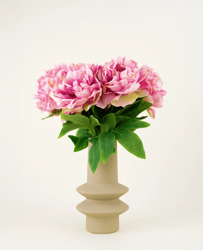 Zijden kunstbloemen boeket Peony Light Pink