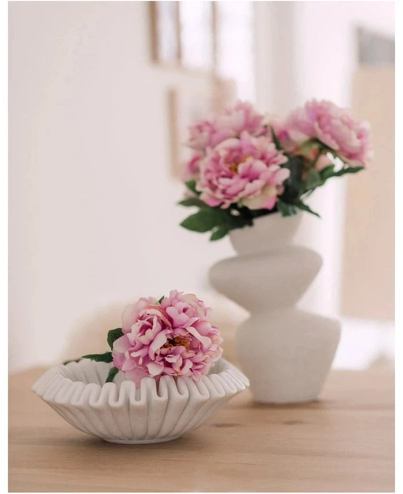 Zijden kunstbloemen boeket Peony Light Pink