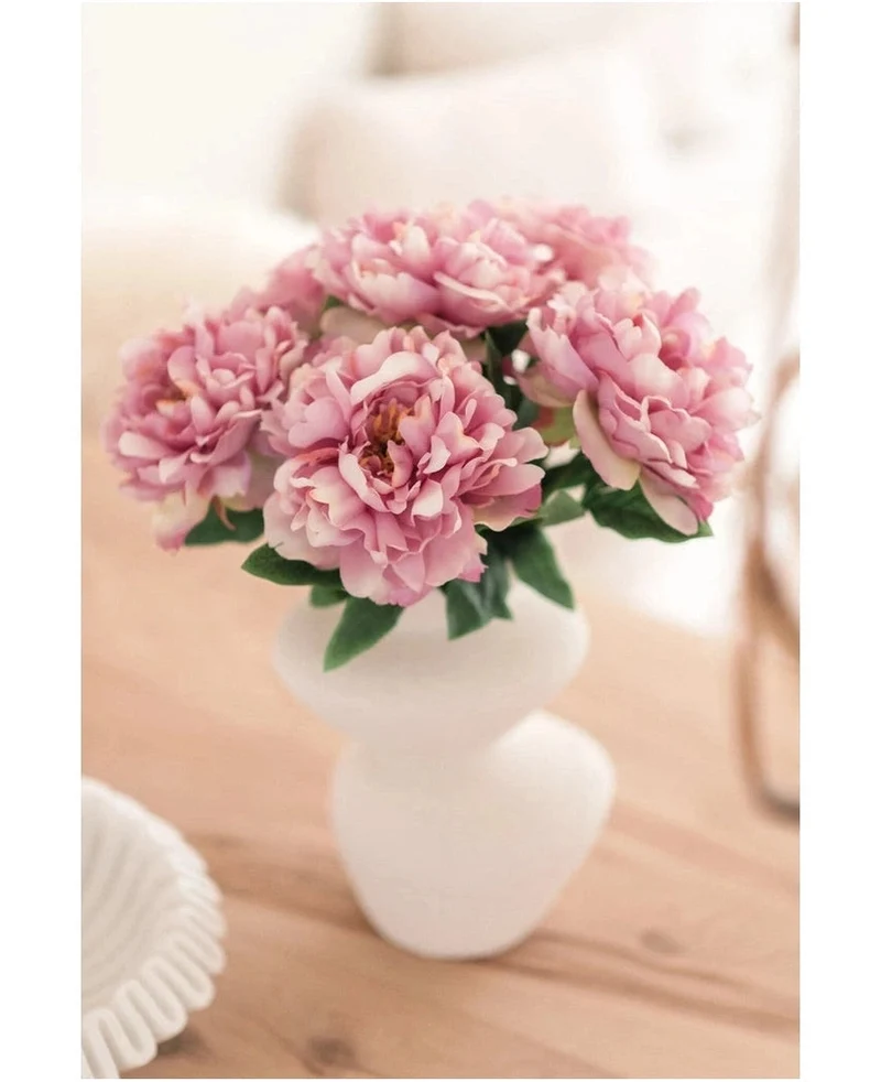Zijden kunstbloemen boeket Peony Light Pink