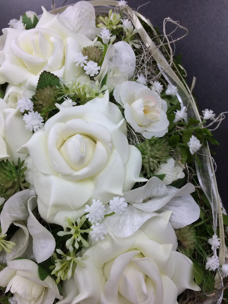 Rose Grabherz Seidenblumen – handgefertigter Grabschmuck