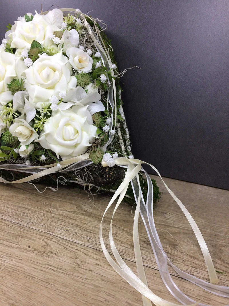 Rose Grabherz Seidenblumen – handgefertigter Grabschmuck