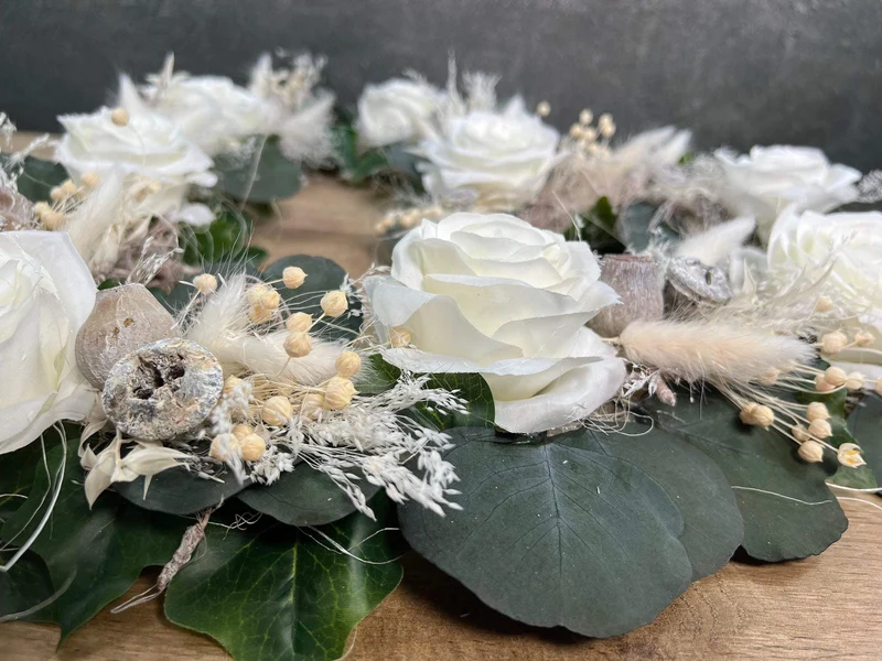 Hochzeit Autoschmuck Set 3-teilig – Seidenblumen Brautauto Schmuck – W