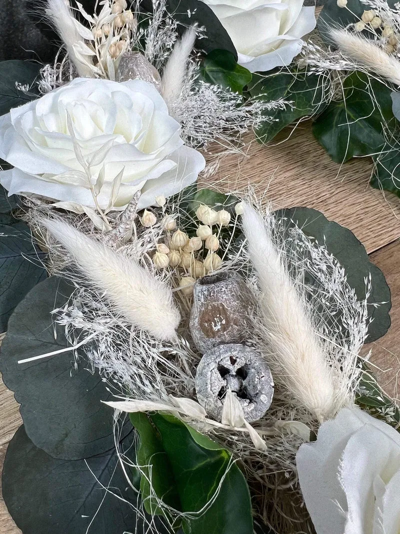 Hochzeit Autoschmuck Set 3-teilig – Seidenblumen Brautauto Schmuck – W