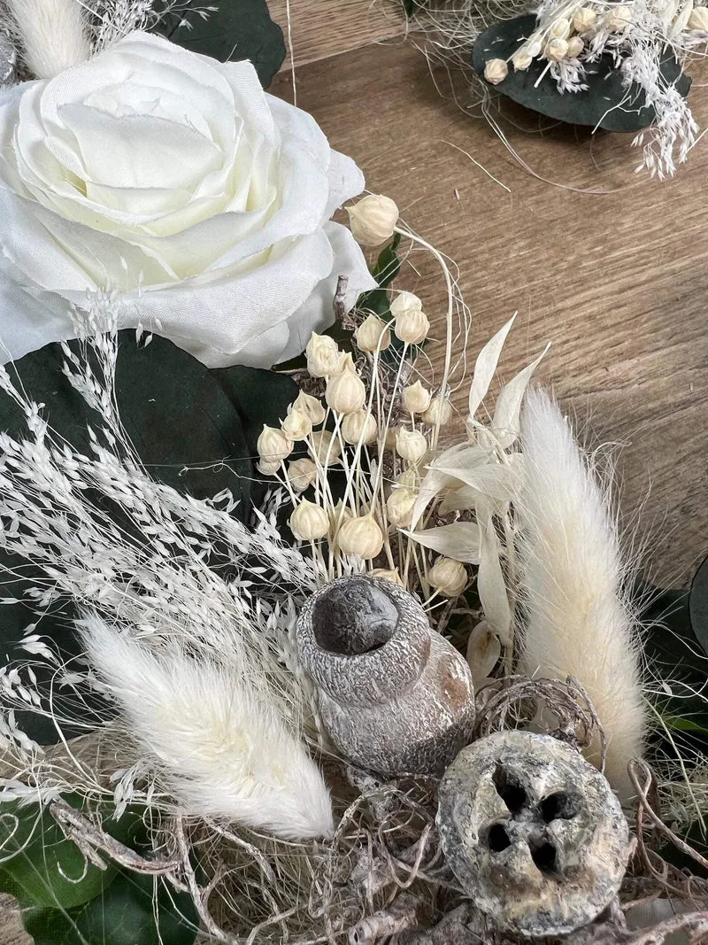 Hochzeit Autoschmuck Set 3-teilig – Seidenblumen Brautauto Schmuck – W