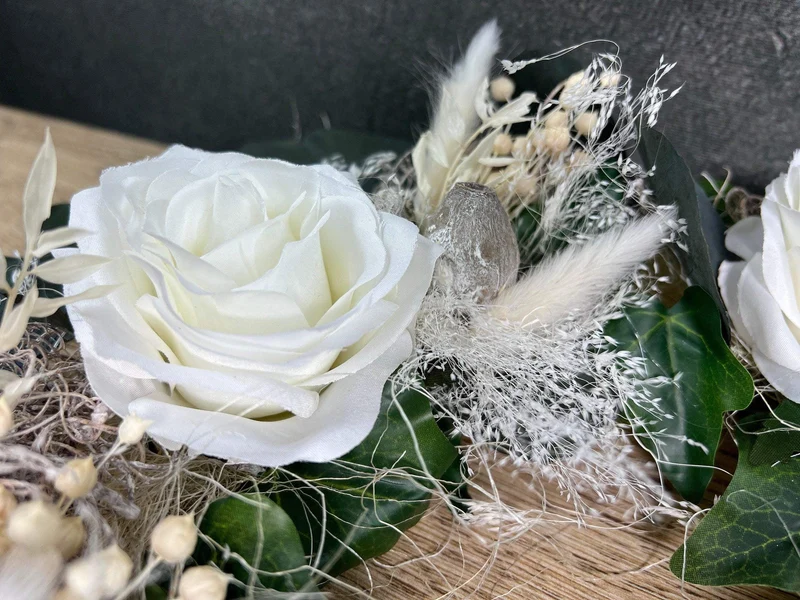 Hochzeit Autoschmuck Set 3-teilig – Seidenblumen Brautauto Schmuck – W