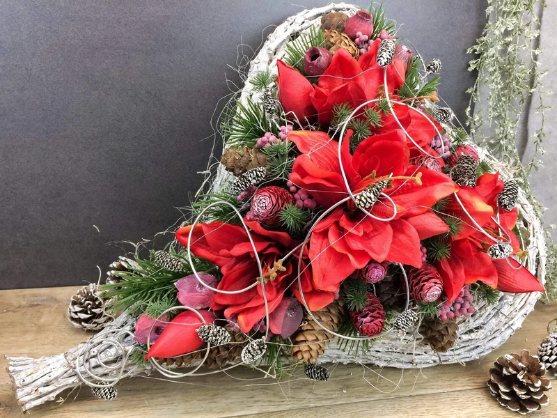 Grabherz Amaryllis Seidenblumen – langlebiger Grabschmuck
