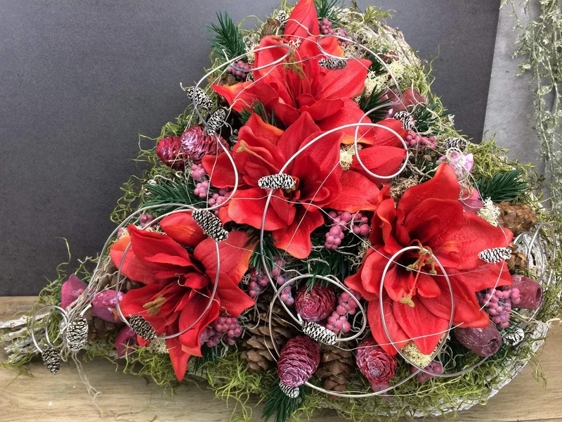 Grabherz Amaryllis Seidenblumen – langlebiger Grabschmuck
