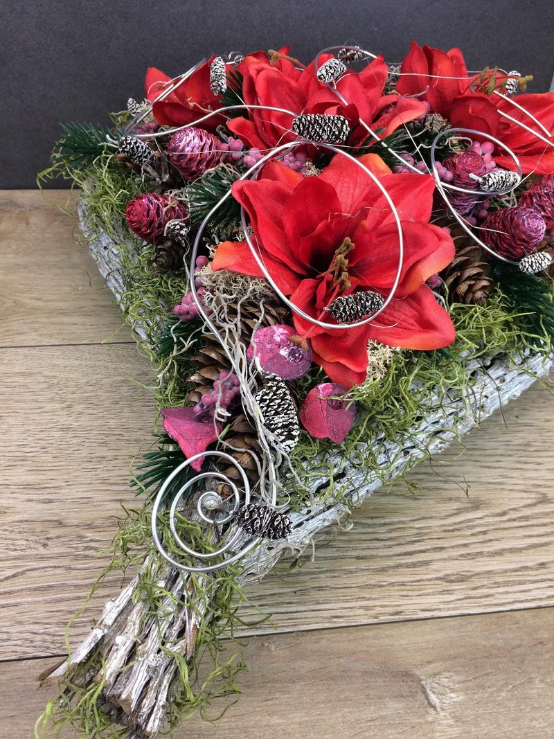Grabherz Amaryllis Seidenblumen – langlebiger Grabschmuck