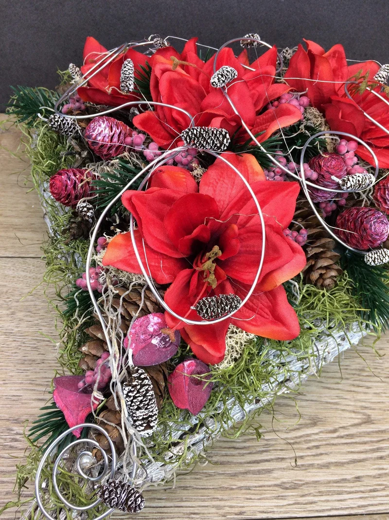 Grabherz Amaryllis Seidenblumen – langlebiger Grabschmuck