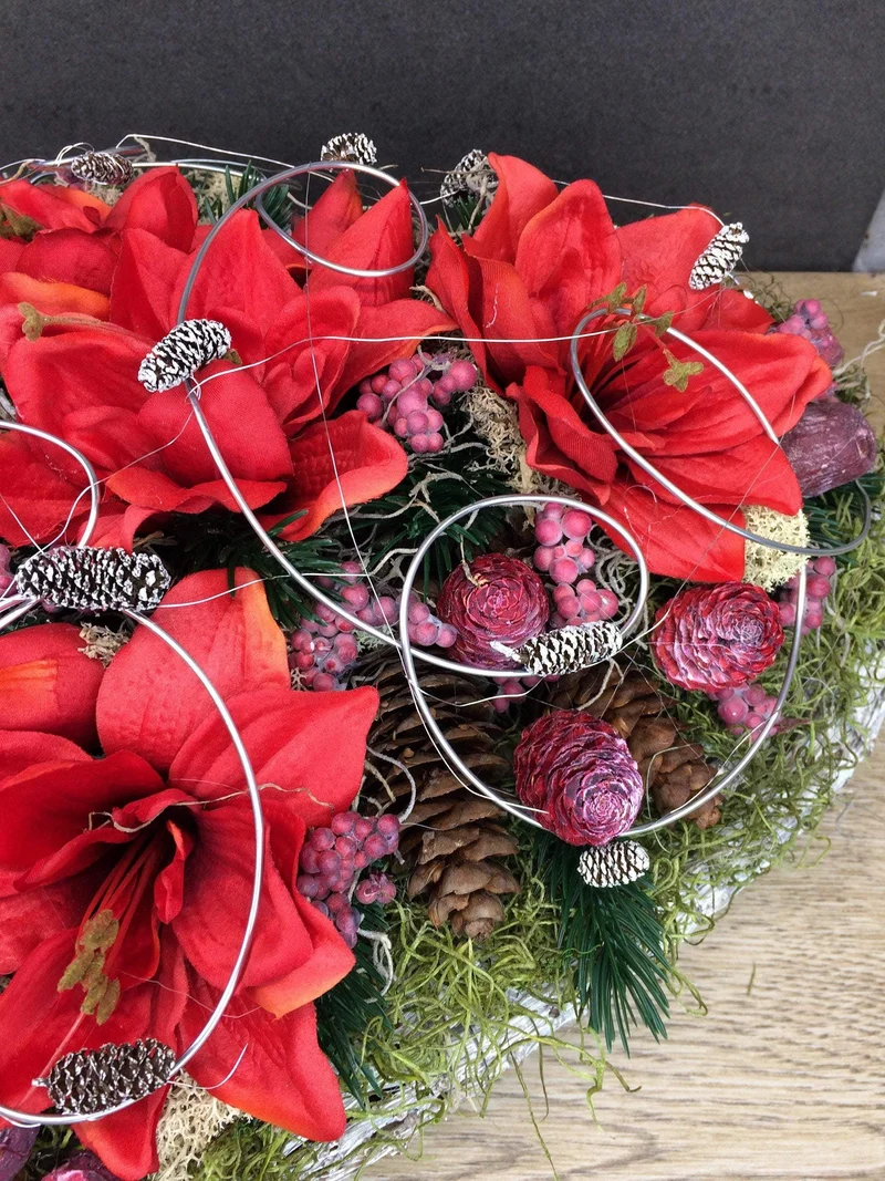 Grabherz Amaryllis Seidenblumen – langlebiger Grabschmuck