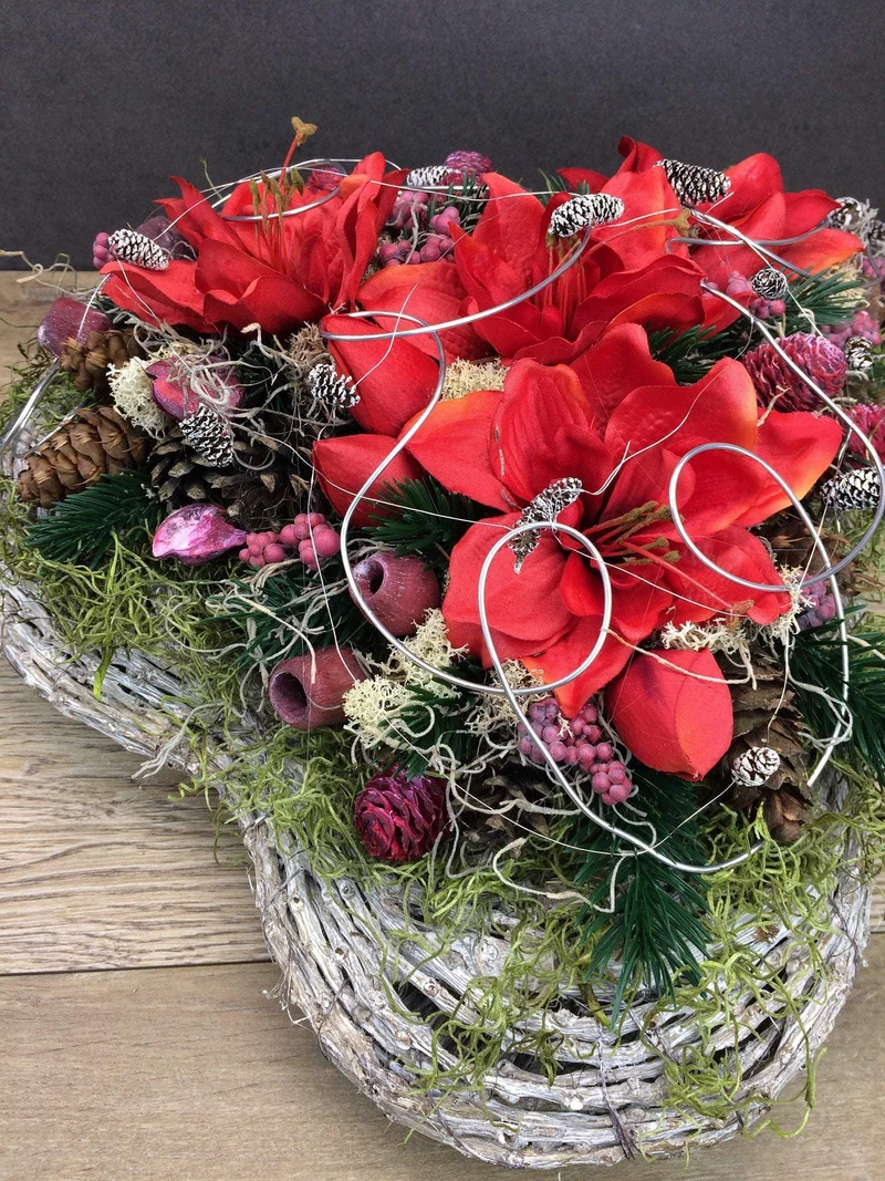 Grabherz Amaryllis Seidenblumen – langlebiger Grabschmuck