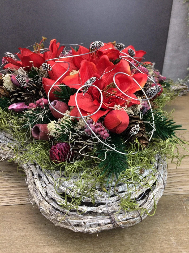 Grabherz Amaryllis Seidenblumen – langlebiger Grabschmuck