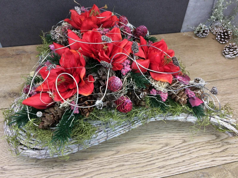 Grabherz Amaryllis Seidenblumen – langlebiger Grabschmuck