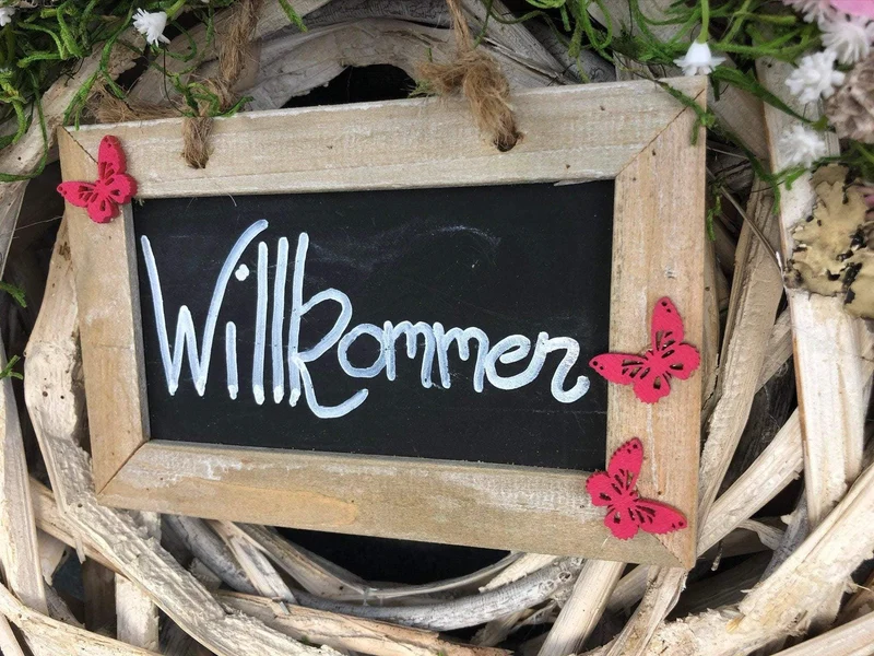 Seidenblumen Welcome Türkranz – handgefertigte Türdeko langlebig – Wun