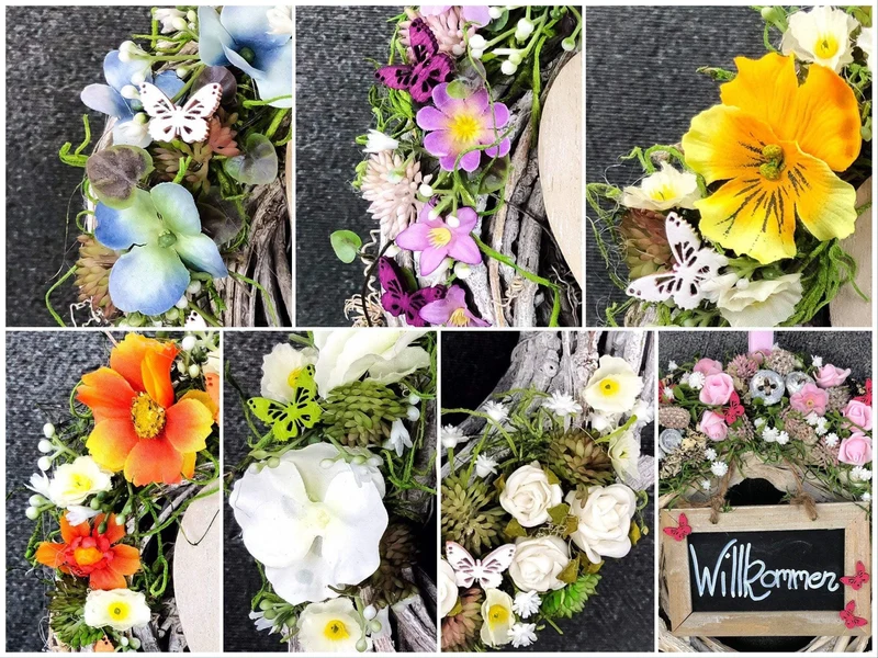 Seidenblumen Welcome Türkranz – handgefertigte Türdeko langlebig – Wun