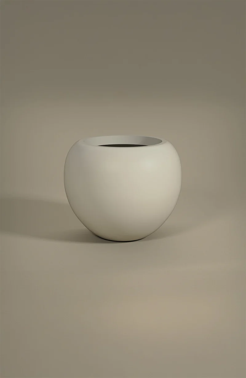 Blumentopf Stream Seidenweiß aus Fiberglas