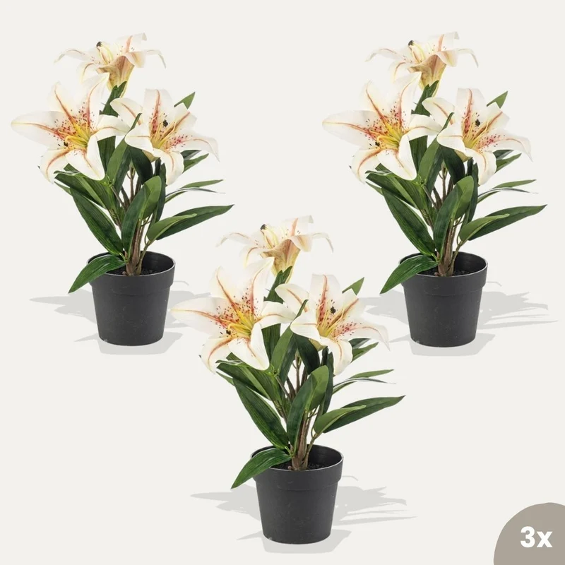 Lily cream 3 pcs - Artificial Plants - Bundle set