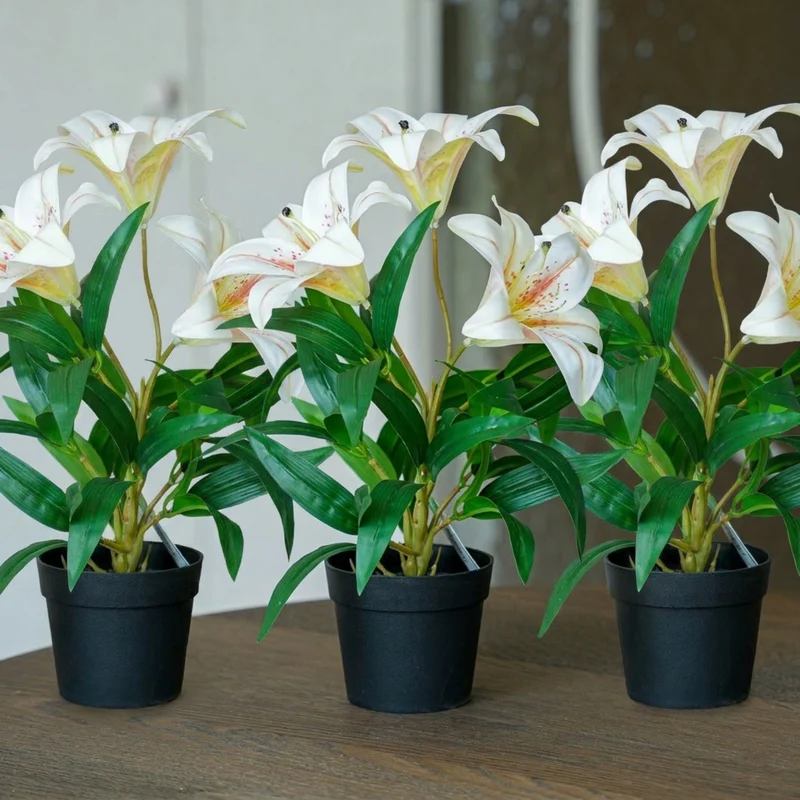 Lily cream 3 pcs - Artificial Plants - Bundle set