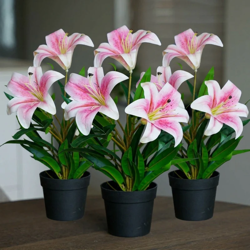 Lily pink -3 pcs- Artificial Plants - Bundle set