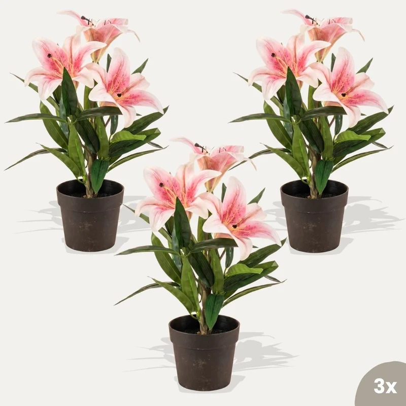 Lily pink -3 pcs- Artificial Plants - Bundle set