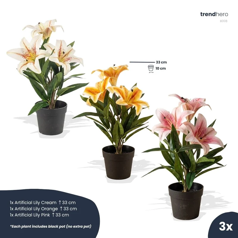 Lily mix - 3 pcs - Artificial Plants - Bundle set