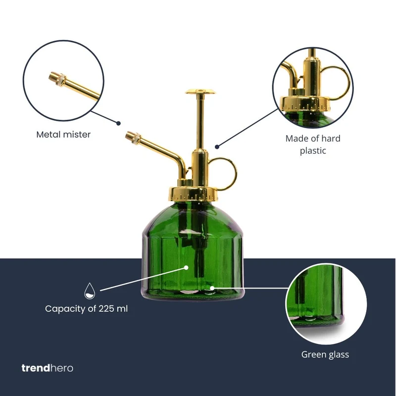 Plant mister - Waterer - Glass Gardening Sprinkler - Green Glass - ↑ 16 cm