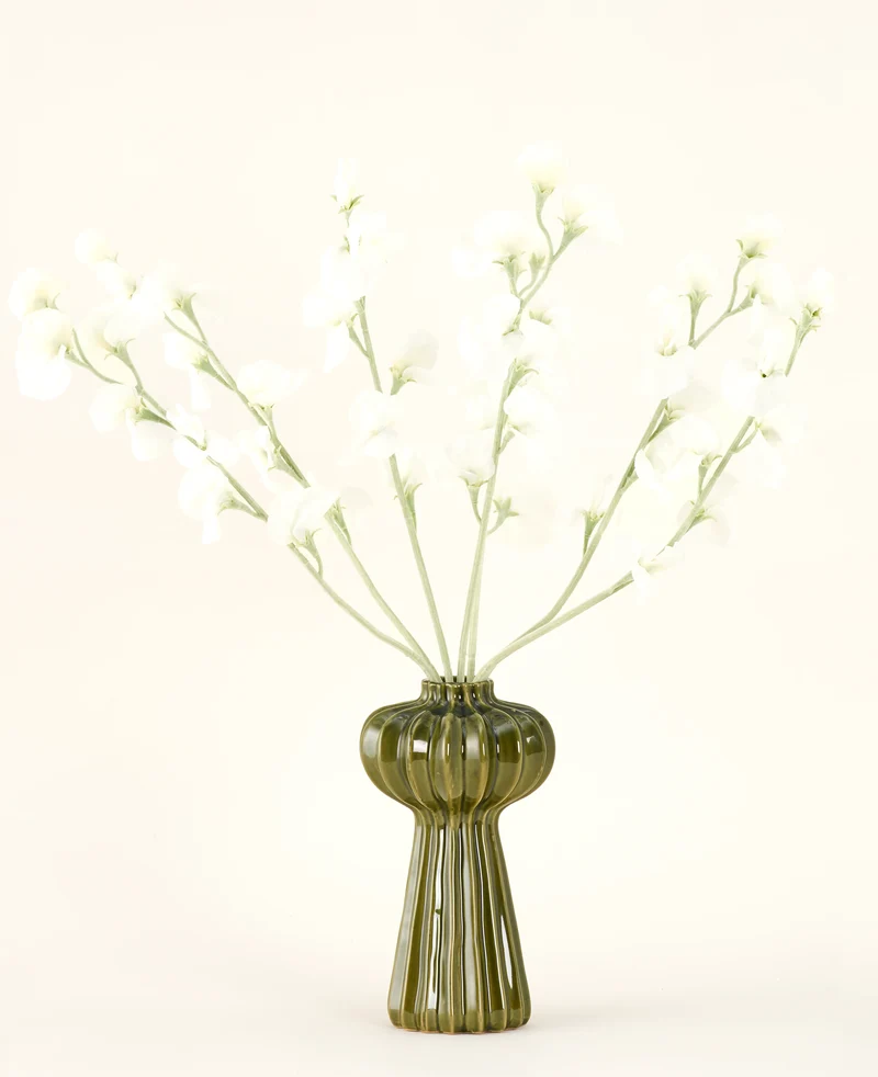 Zijden kunstbloemen boeket Erwt crème