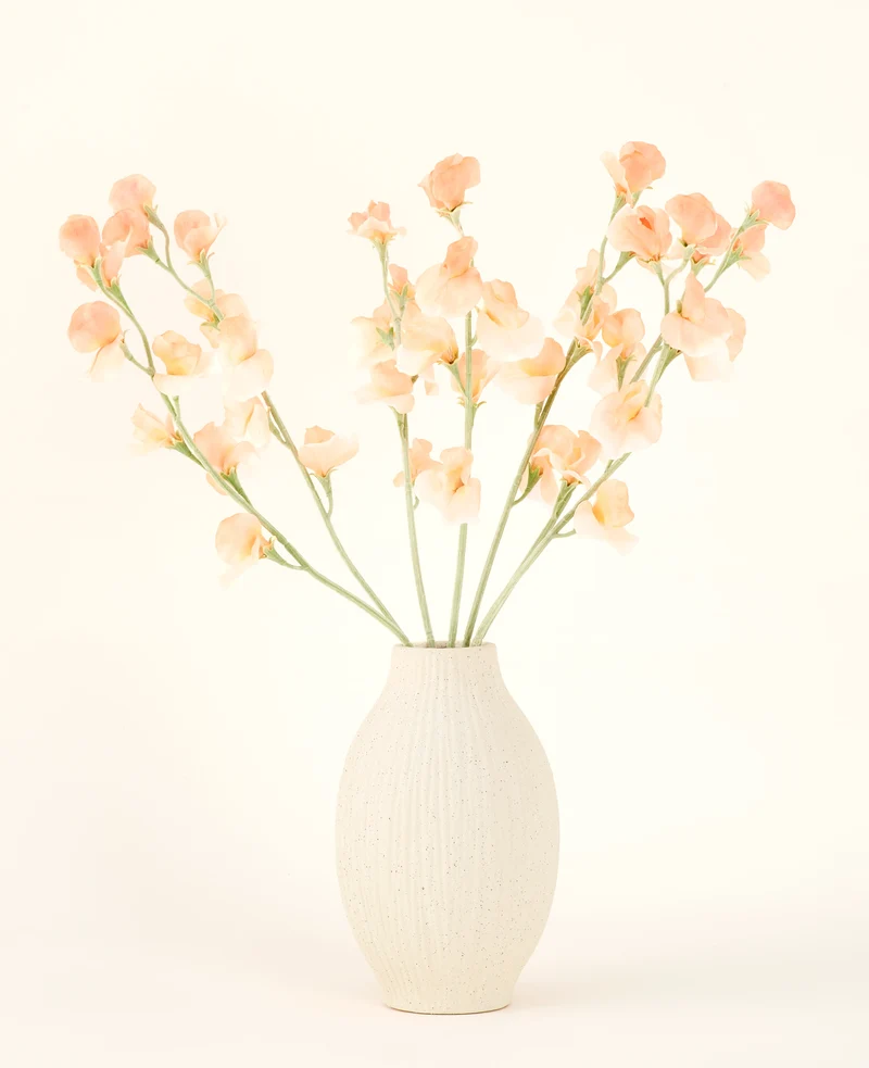 Zijden kunstbloemen boeket Erwt perzik