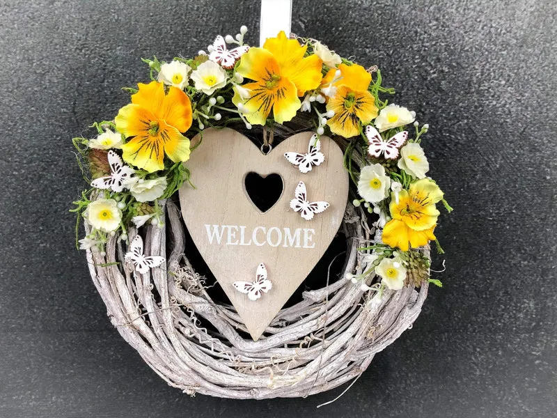 Türkranz Welcome handgefertigt – Seidenblumen Türdeko langlebig