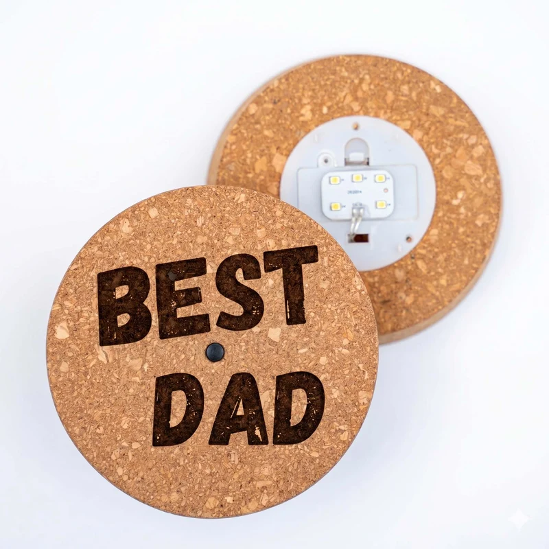 Father's Day terrarium Sam + Custom engraved cork with light - Bottle garden DIY kit - Ø 24.5 cm ↑ 30 cm