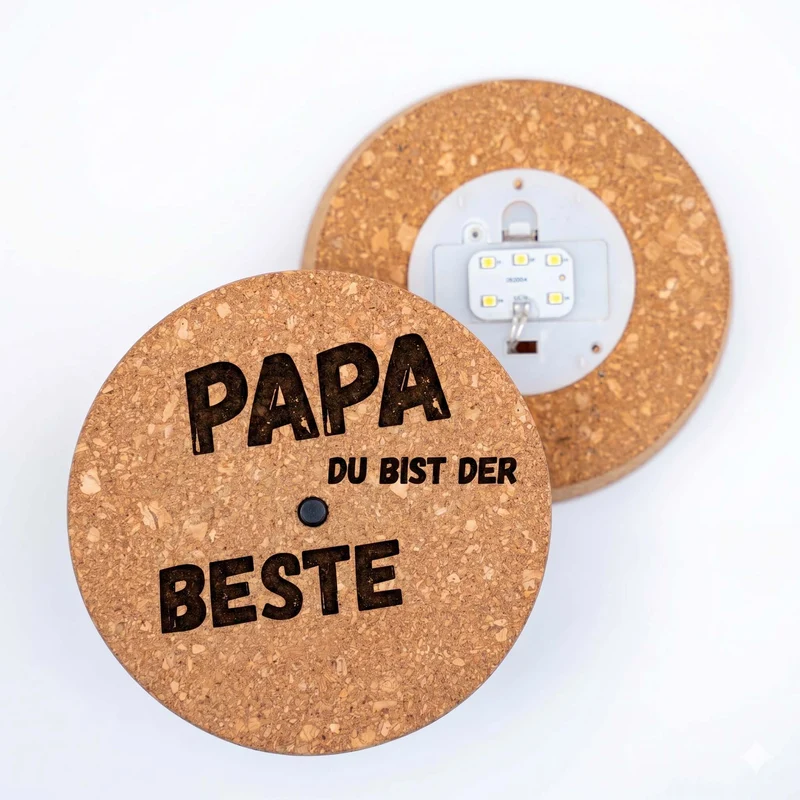 Father's Day terrarium Sam + Custom engraved cork with light - Bottle garden DIY kit - Ø 24.5 cm ↑ 30 cm