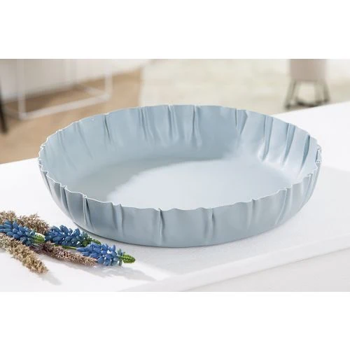Gilde Metall Deko-Schale Ø 29 cm – Flach & Rund, Hellblau, modernes Wohnaccessoire