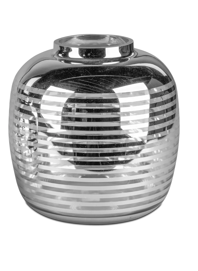 Glas-Vase "Stripes" Ø 15cn H: 15cm Silber gestreift