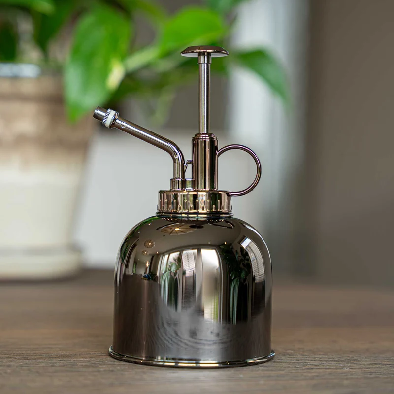 Plant mister - Waterer - Stainless Steel Gardening Sprinkler - Dark Silver - ↑ 15.5 cm