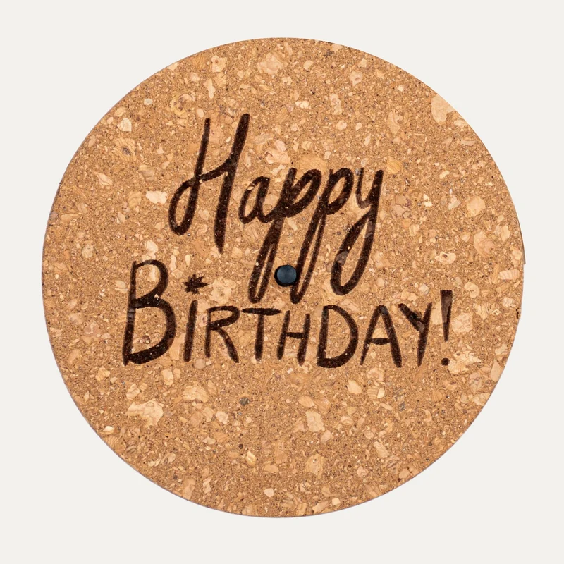 Engraved LED cork lid - 'HAPPY BIRTHDAY' - Custom text - Available in 3 sizes