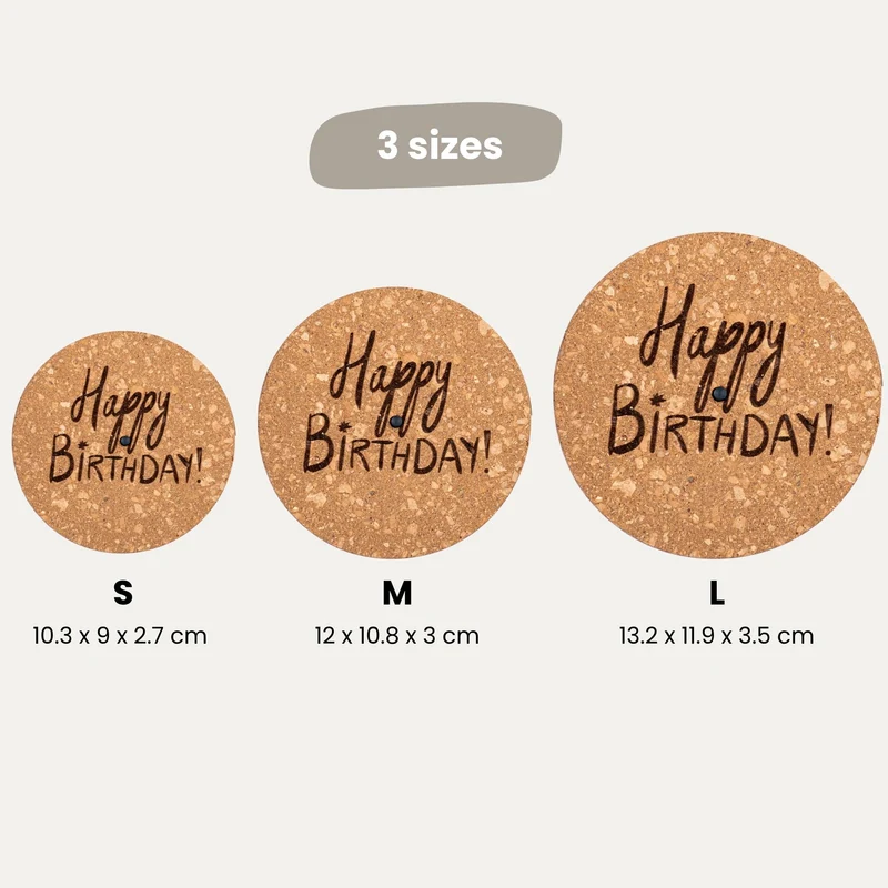 Engraved LED cork lid - 'HAPPY BIRTHDAY' - Custom text - Available in 3 sizes