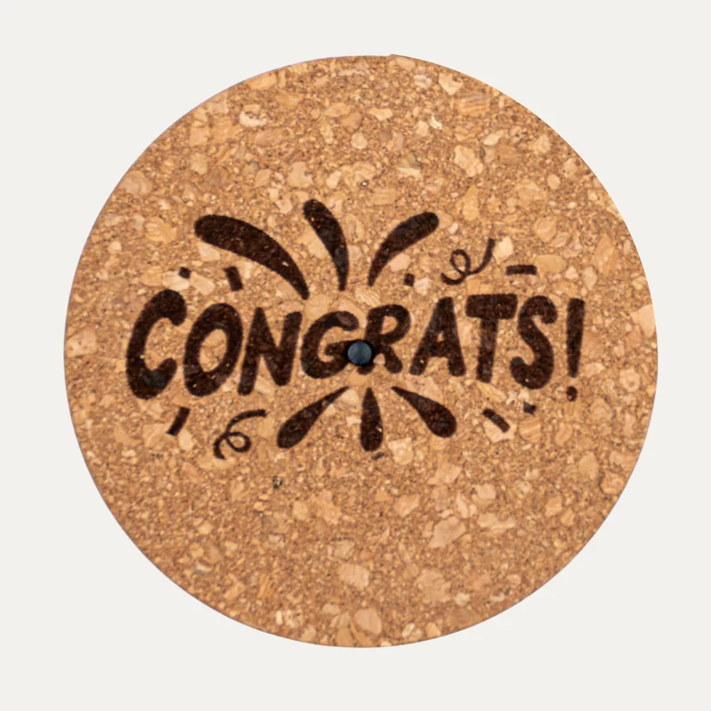 Engraved LED cork lid - 'CONGRATS' - Custom text - Available in 3 sizes
