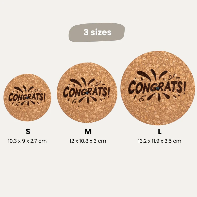 Engraved LED cork lid - 'CONGRATS' - Custom text - Available in 3 sizes