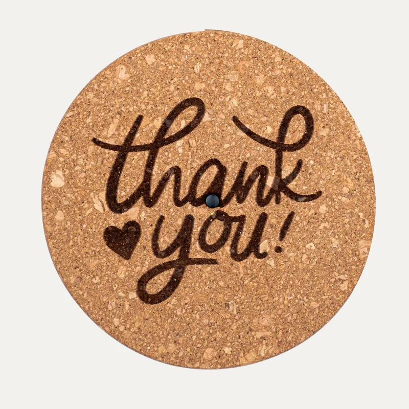 Engraved LED cork lid - 'THANK YOU' - Custom text - Available in 3 sizes