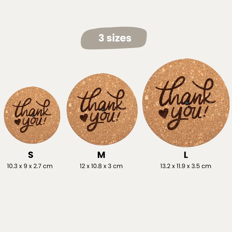 Engraved LED cork lid - 'THANK YOU' - Custom text - Available in 3 sizes